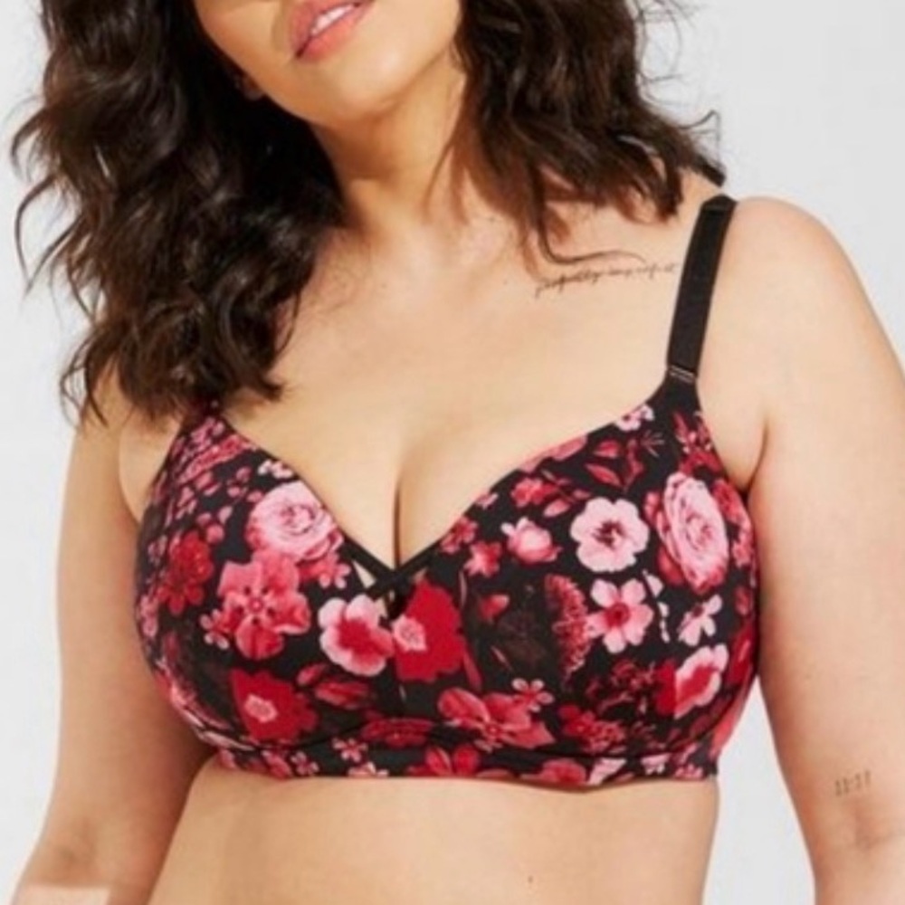 Torrid Wire-Free Push-Up Print 360° Back‎ Smoothing Bra Plus Size 40DD NEW
